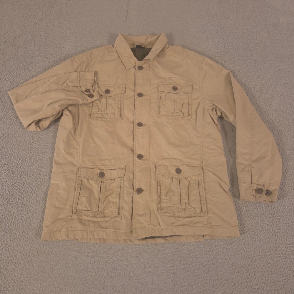 VINTAGE Royal Robbins Jacket Mens L Khaki Utility Field Ripstop Multi-Pocket 90s